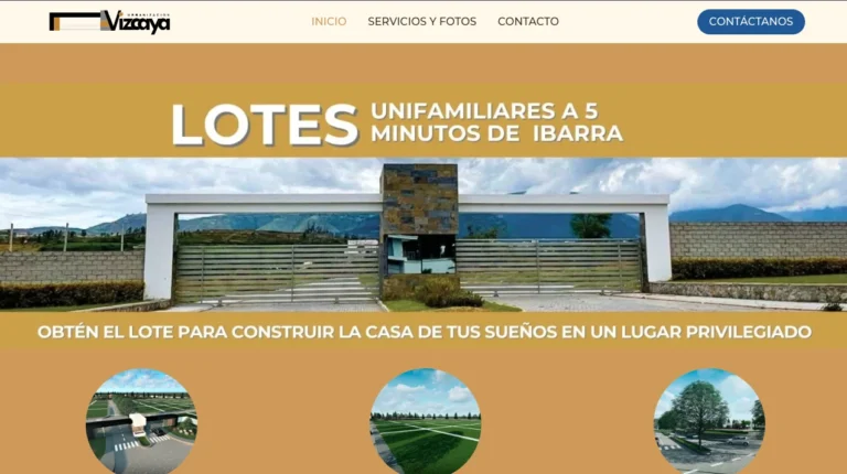 Home page of the website for Urbanización Vizcaya