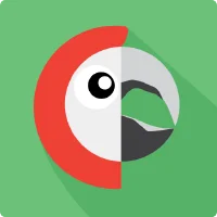 Polylang logo, parrot on green background.