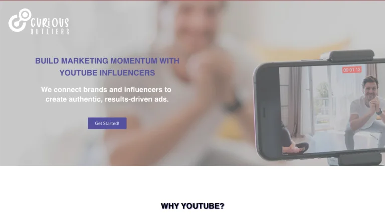 Curious Outliers screenshot of home page