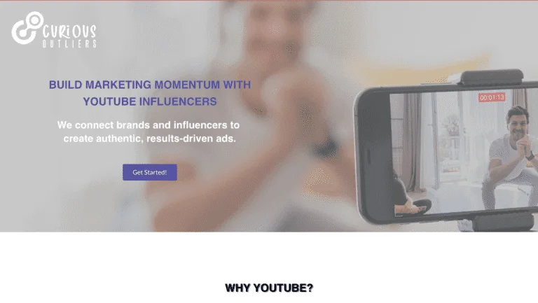 Curious Outliers screenshot of home page